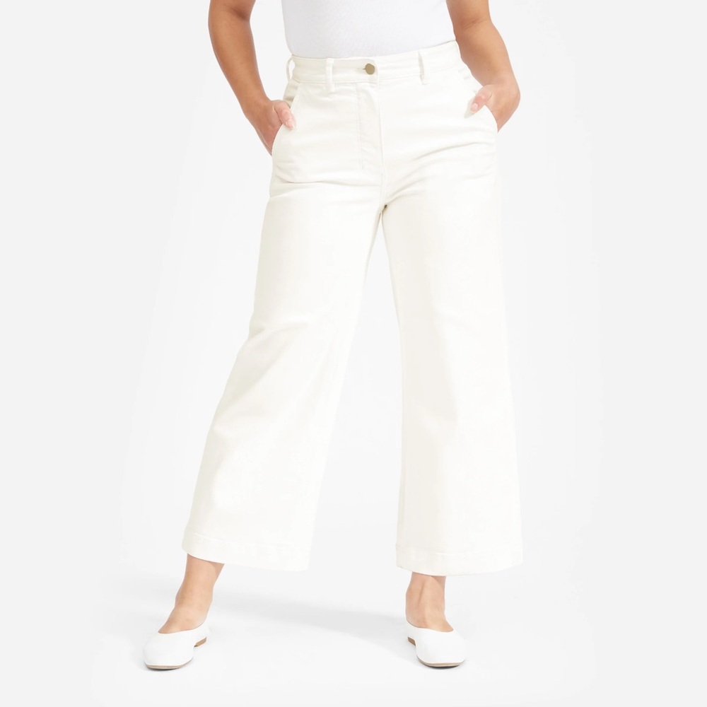 Everlane Wide-Leg Crop Pant, white, size 0